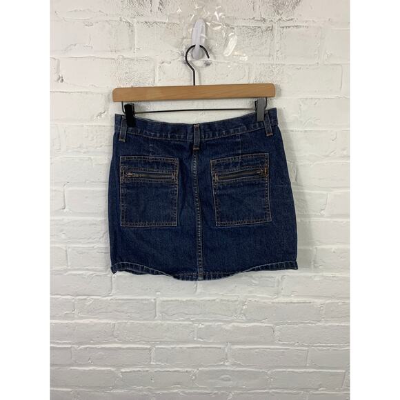Club Monaco Women's A-Line Denim Mini Skirt Dark Wash Solid Blue Size 4 - Picture 2 of 4